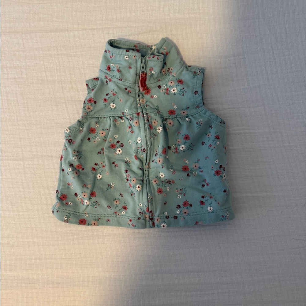 Carter's Floral Zip-Up Vest in Blue and Pink